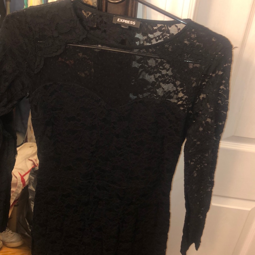 Black lace mesh dress